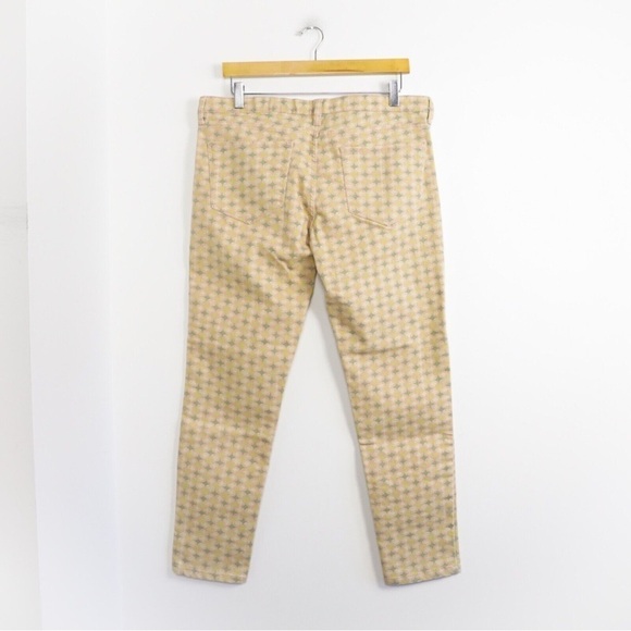 NWOT Joe Fresh ankle slim coupe printed jeans Patel yellow beige bohemian light - Picture 2 of 4